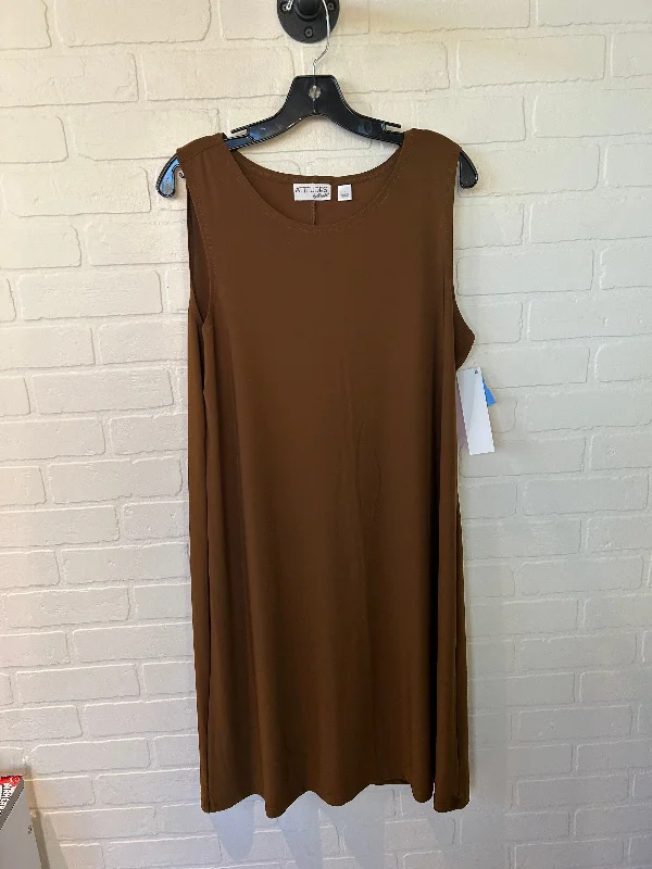Inventory Reduction Dress Casual Midi By ATTITUDES BY RENEE In Brown, Size: L