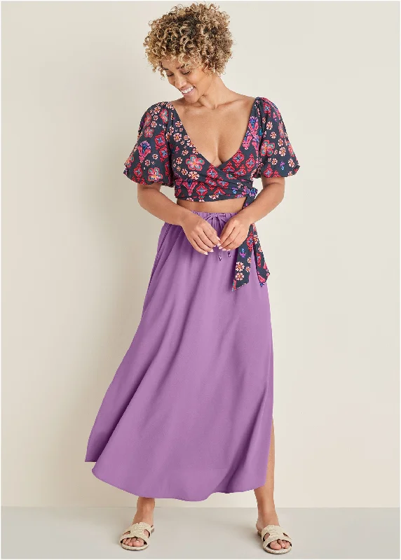 The Best Prices Crinkle Viscose Maxi Skirt - Purple