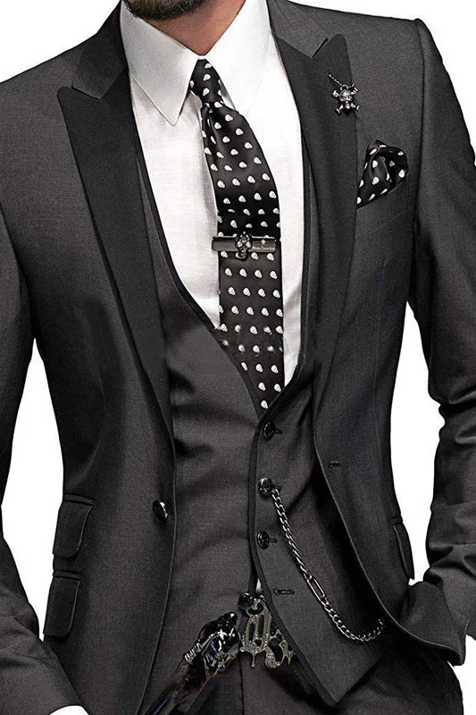 Value Deals Peaked Lapel One Button 3 Pieces Wedding Suit Set