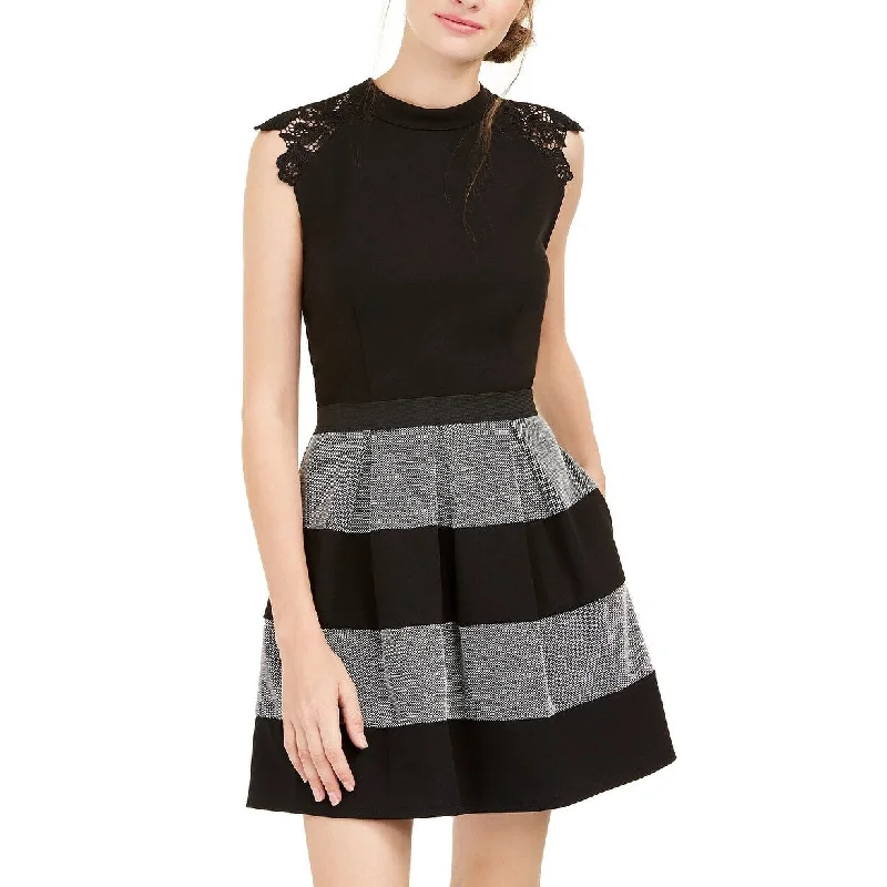 Special Buy Speechless Juniors' Lace-Trim Striped Fit & Flare Dress Charcoal Size Small Special Buy Speechless Juniors' Lace-Trim Striped Fit & Flare Dress Charcoal Size Small