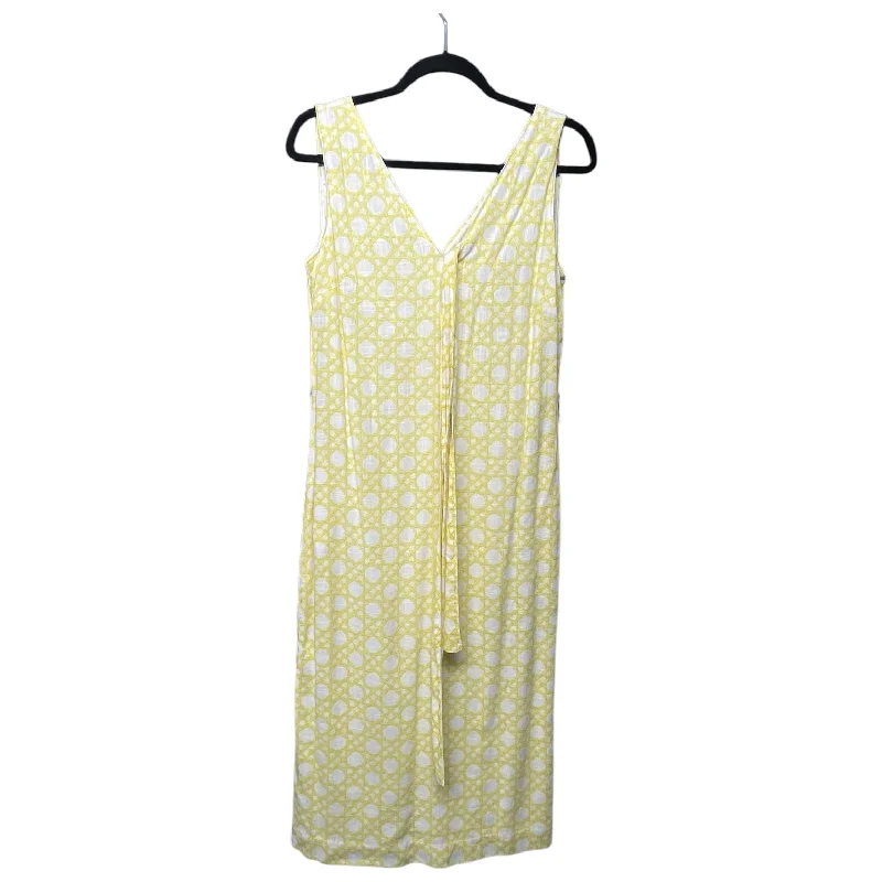 Can't Miss Dress Casual Midi By Ann Taylor In White & Yellow, Size: 2