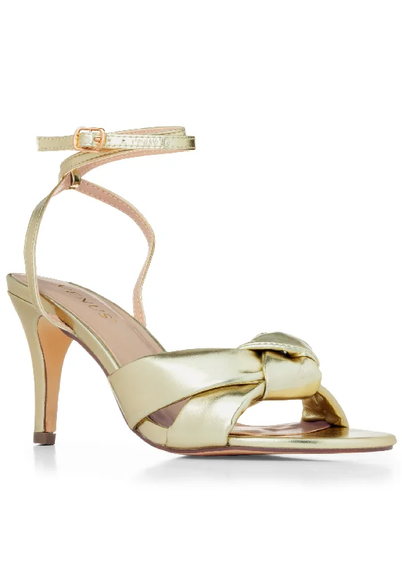 Bonus Savings Knot Strap Heel - Gold
