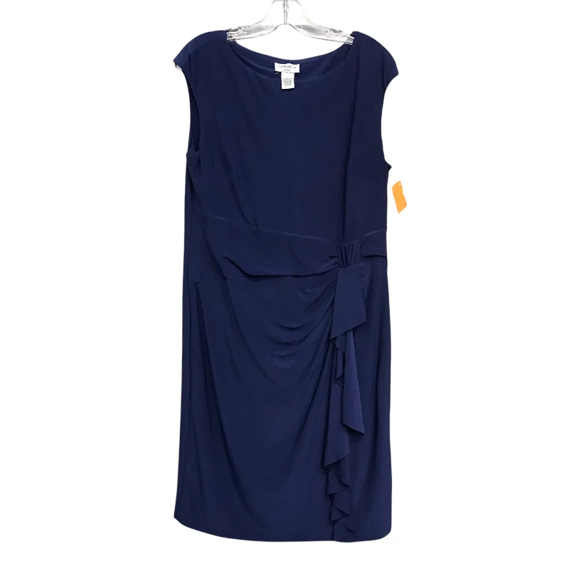Deep Discounts Dress Casual Midi By Carmen By Carmen Marc Valvo In Blue, Size:L