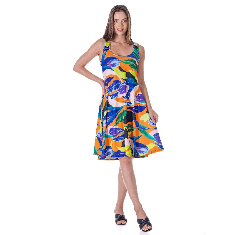 Closeout Sale 24seven Comfort Apparel Womens Multicolor Sleeveless Knee Length Tank Swing Dress Closeout Sale 24seven Comfort Apparel Womens Multicolor Sleeveless Knee Length Tank Swing Dress