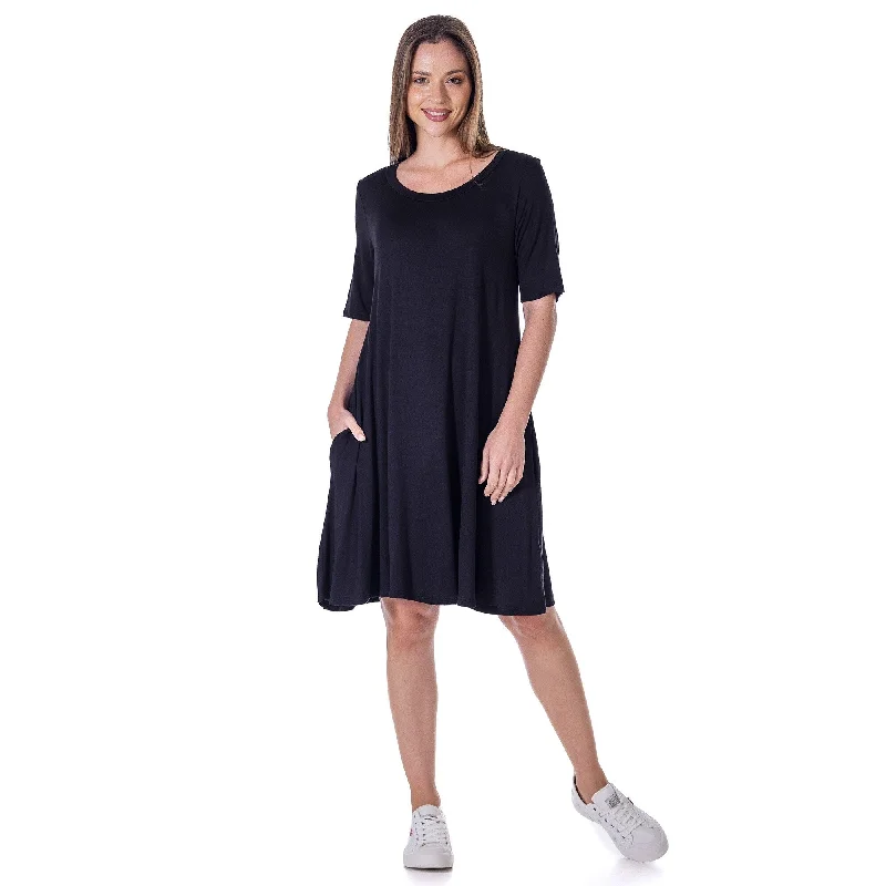 Unmissable Offer 24seven Comfort Apparel Soft Flare T Shirt Dress with Pocket Detail
