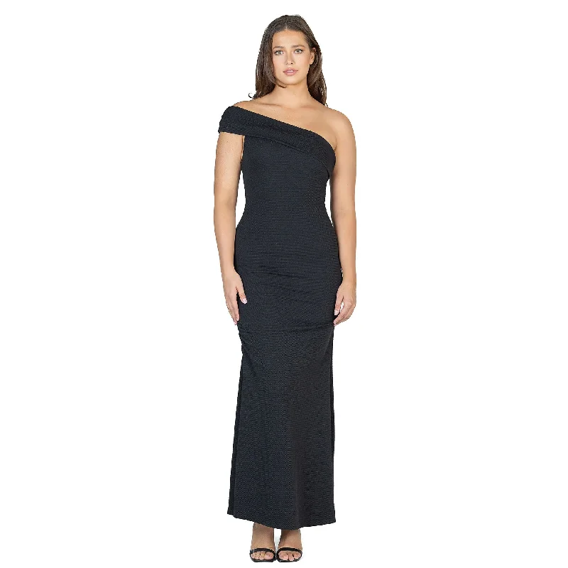 Super Bargain 24seven Comfort Apparel Formal One Shoulder Rouched Mermaid Maxi Dress