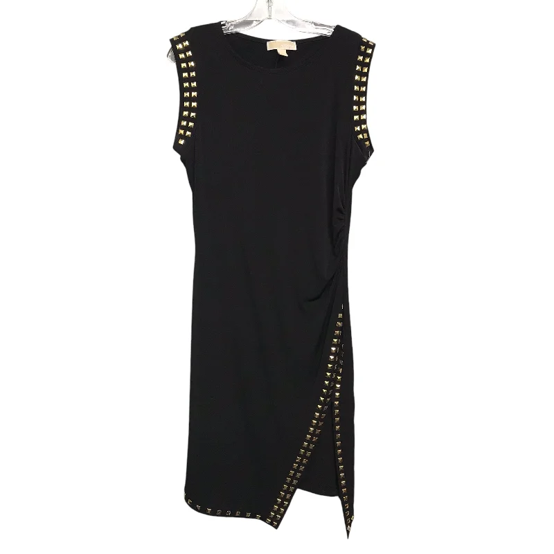 Daily Deals Dress Casual Midi By Michael By Michael Kors In Black & Gold, Size:L