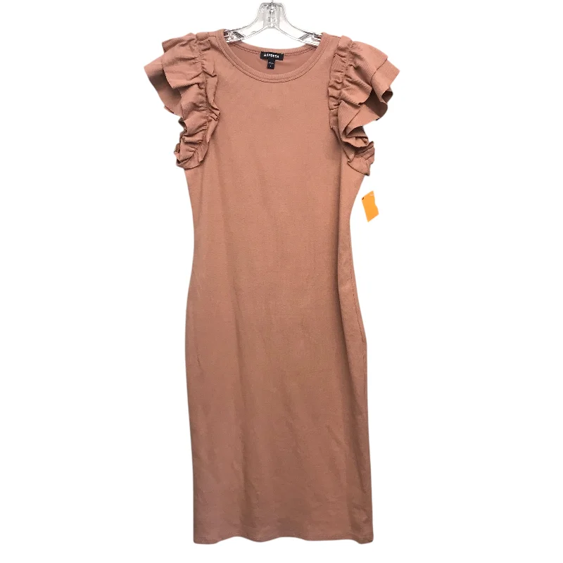 Lowest Price Dress Casual Midi By Express In Coral, Size:L