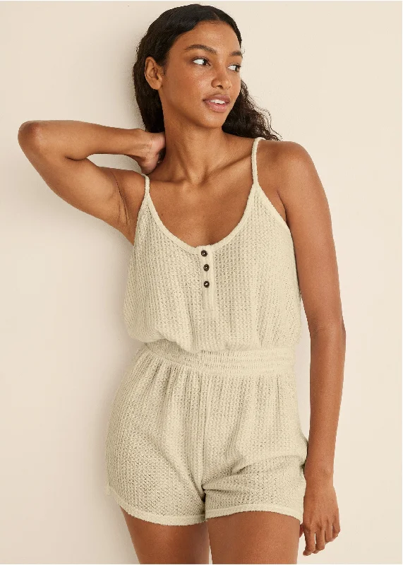 Super Sale Cozy Waffle Romper - Oatmeal