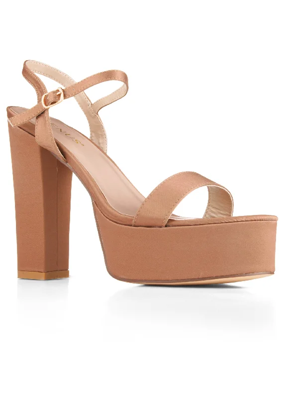 Shop and Save Platform Chunky Heels - Tan