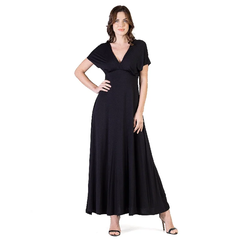 Savings Galore 24seven Comfort Apparel Womens Cap Sleeve V Neck Maxi Dress