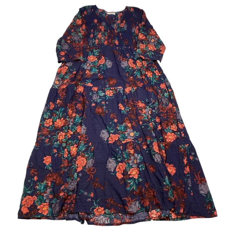 Midnight Madness Dress Casual Midi By Natural Life In Blue, Size: Xl