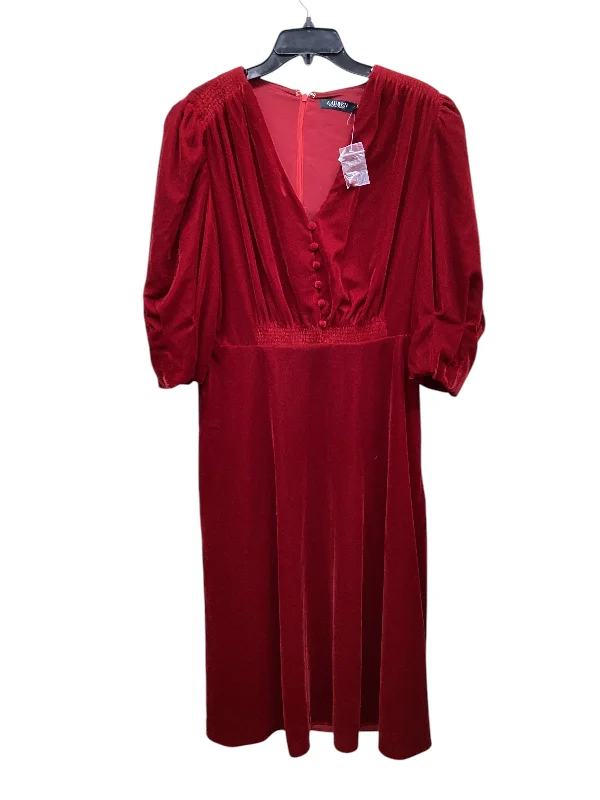 Get It Before It’s Gone Dress Casual Midi By Ralph Lauren In Red, Size: L