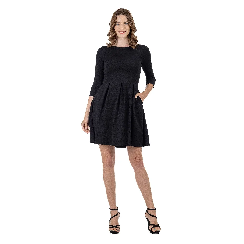 Price Rollback 24seven Comfort Apparel Perfect Fit and Flare Pocket Dress