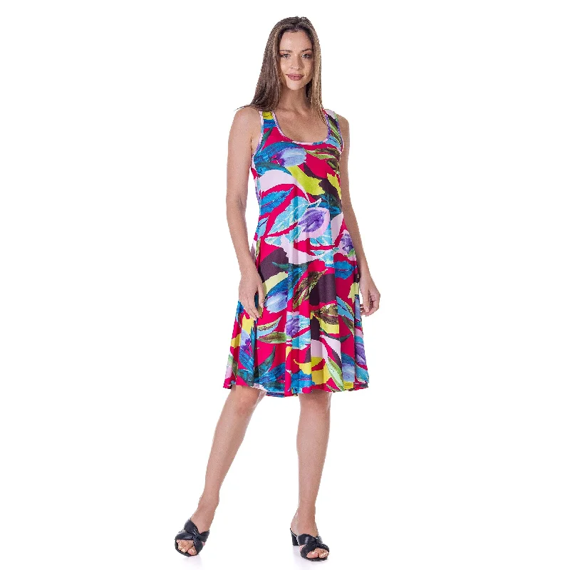 Can't Miss 24seven Comfort Apparel Womens Bright Pink Sleeveless Knee Length Tank Swing Dress Can't Miss 24seven Comfort Apparel Womens Bright Pink Sleeveless Knee Length Tank Swing Dress
