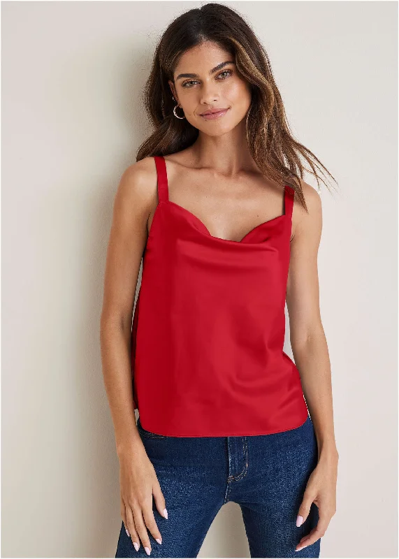Stock Clearance Cowl Neck Tank - Red