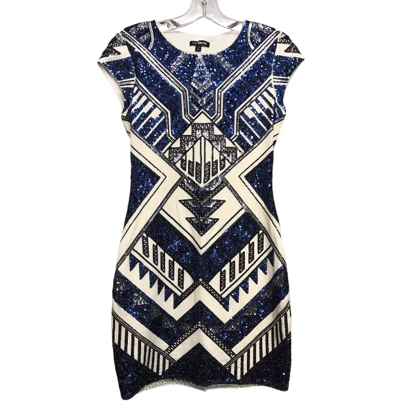 Special Discount Dress Party Short By Express In Blue & Cream, Size:Xs