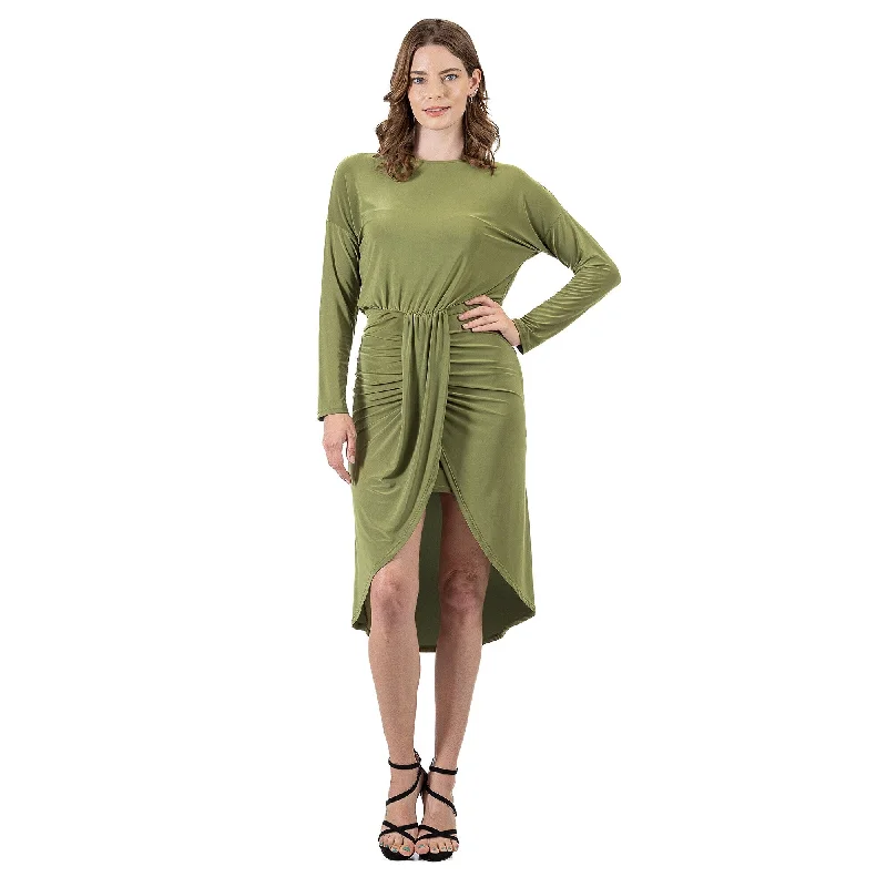 The Best Prices 24seven Comfort Apparel Long Sleeve Dressy Tulip Skirt Knee Length Dress The Best Prices 24seven Comfort Apparel Long Sleeve Dressy Tulip Skirt Knee Length Dress