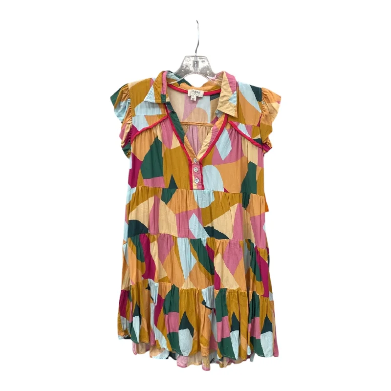 Get It Before It’s Gone Dress Casual Short By Umgee In Green & Orange, Size:L