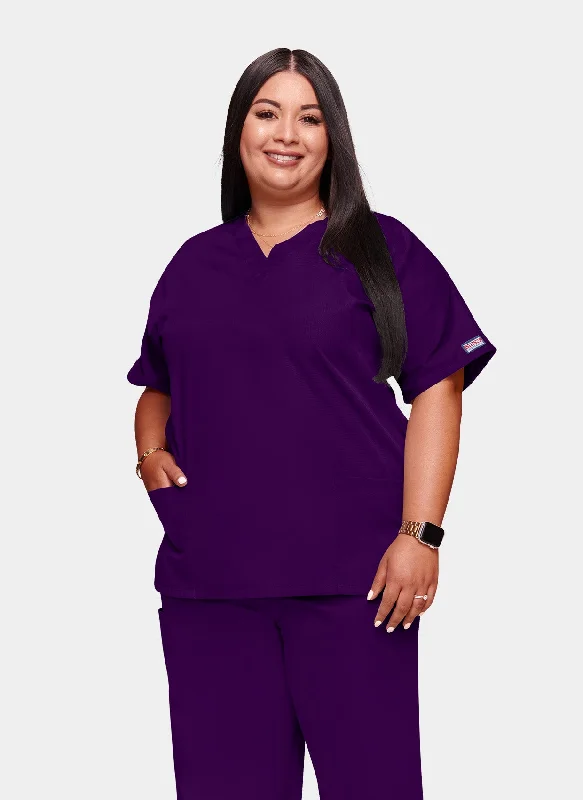 Steals and Deals Cherokee Unisex Scrub Top - Eggplant