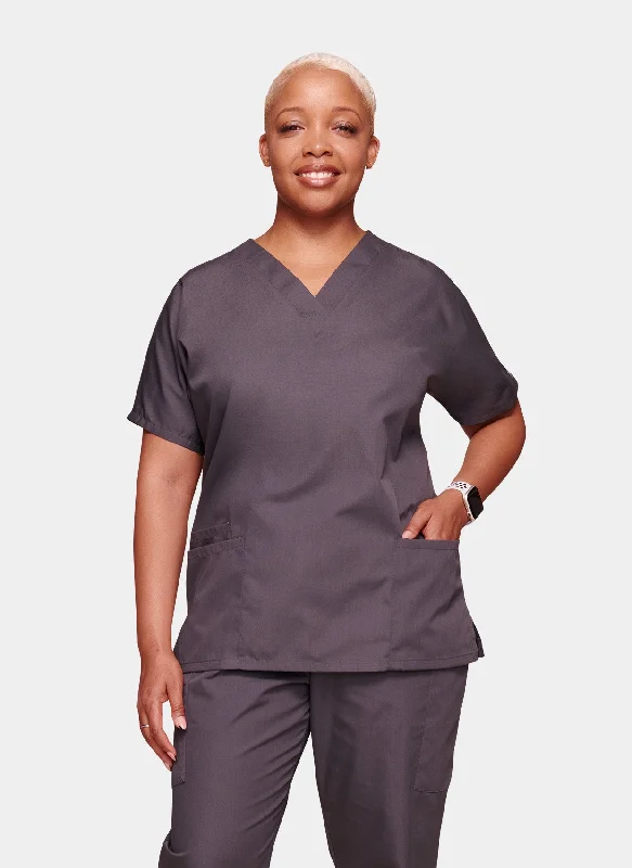 Online Only Cherokee Unisex Scrub Top - Pewter