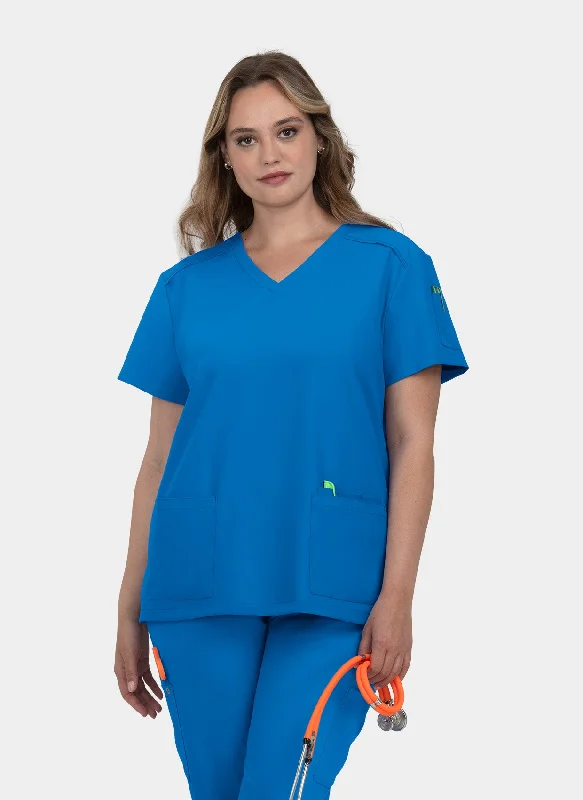 Hurry In Koi Cureology Cardi Scrub Top - Royal