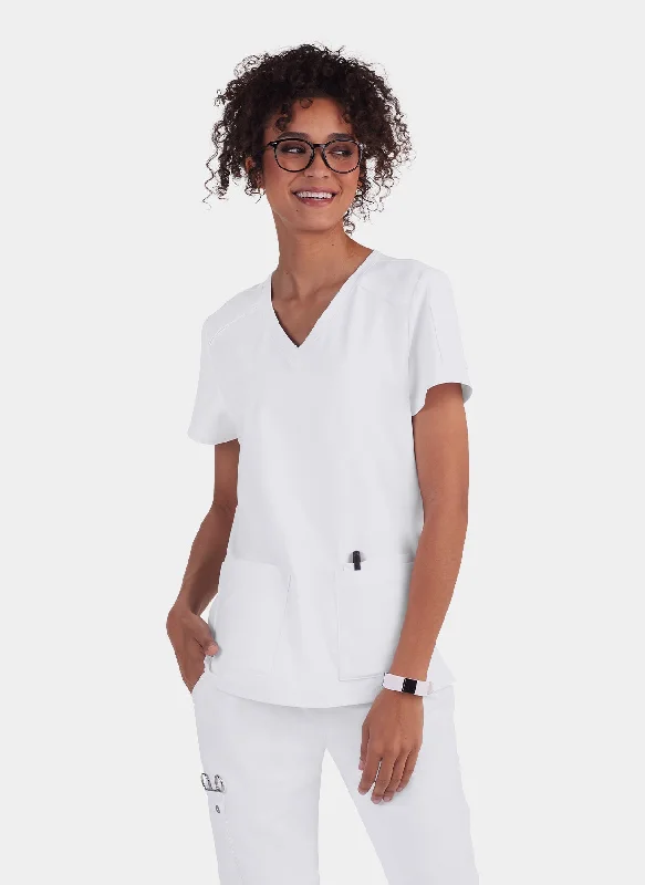 Final Markdown Koi Cureology Cardi Scrub Top - White