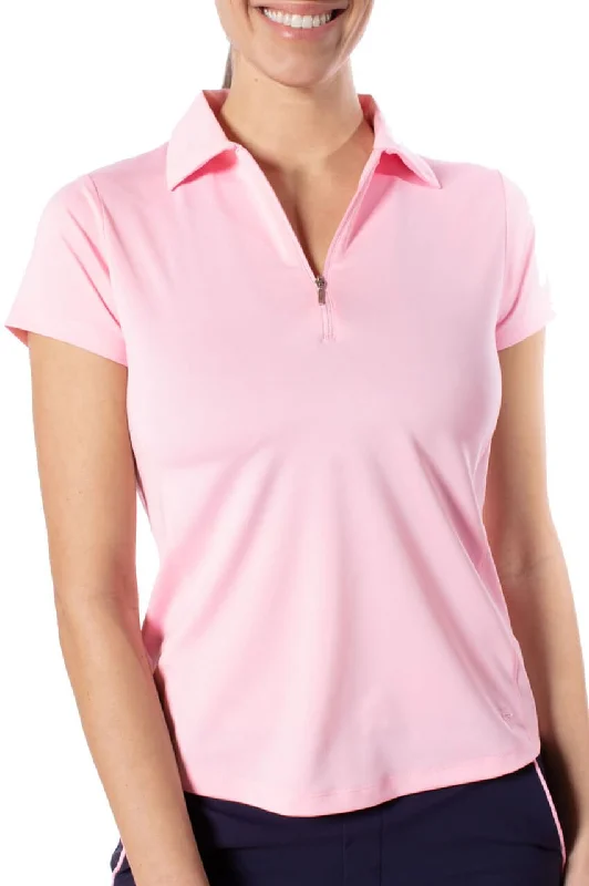 Price Cut Light Pink Short Sleeve Zip Polo