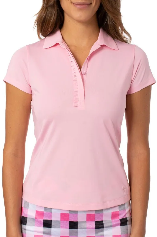 Mega Sale Light Pink Short Sleeve Ruffle Polo