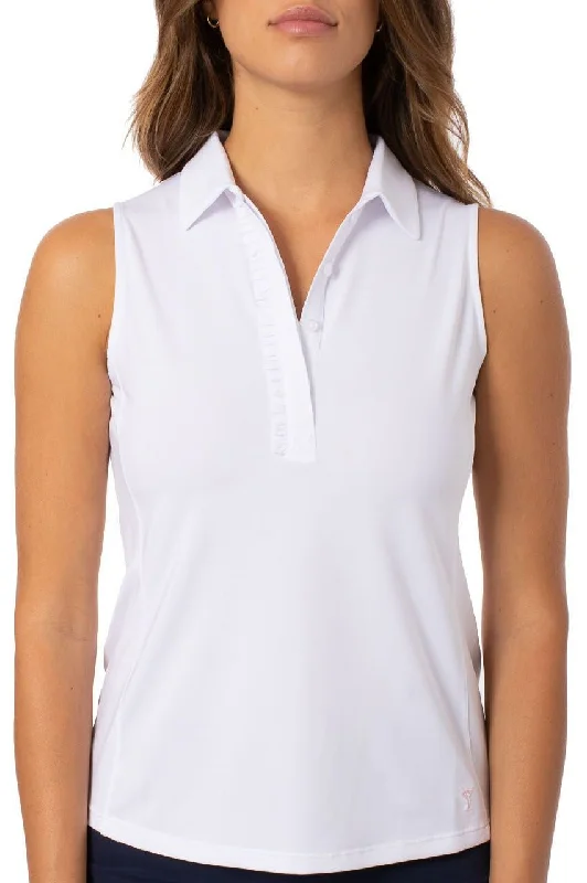 Today Only White Sleeveless Ruffle Polo
