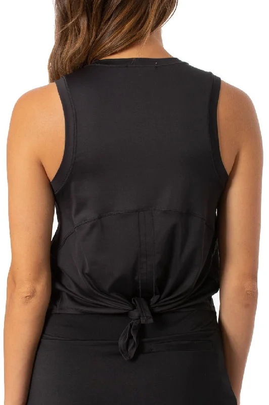 Take Advantage Black Sleeveless Sport Tie Top