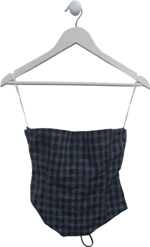 Best Bargains White Fox Blue Checked Bustier Top UK S