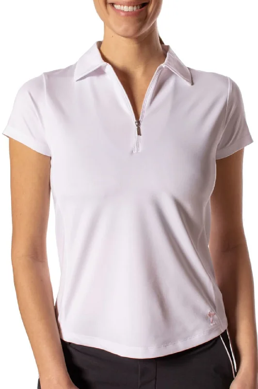 Huge Discounts White Short Sleeve Zip Polo