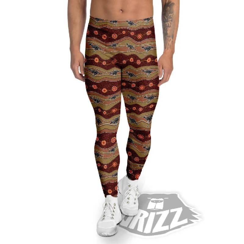 New Deals Aboriginal Australian Kangaroo Print Men's Leggings