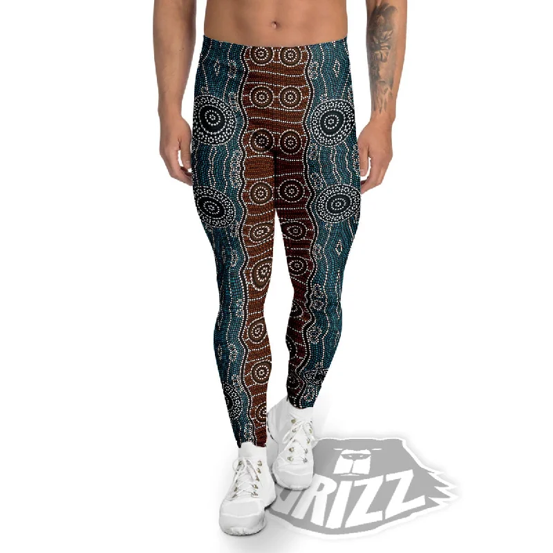 Limited Availability Aboriginal Dot Australia River Print Men's Leggings
