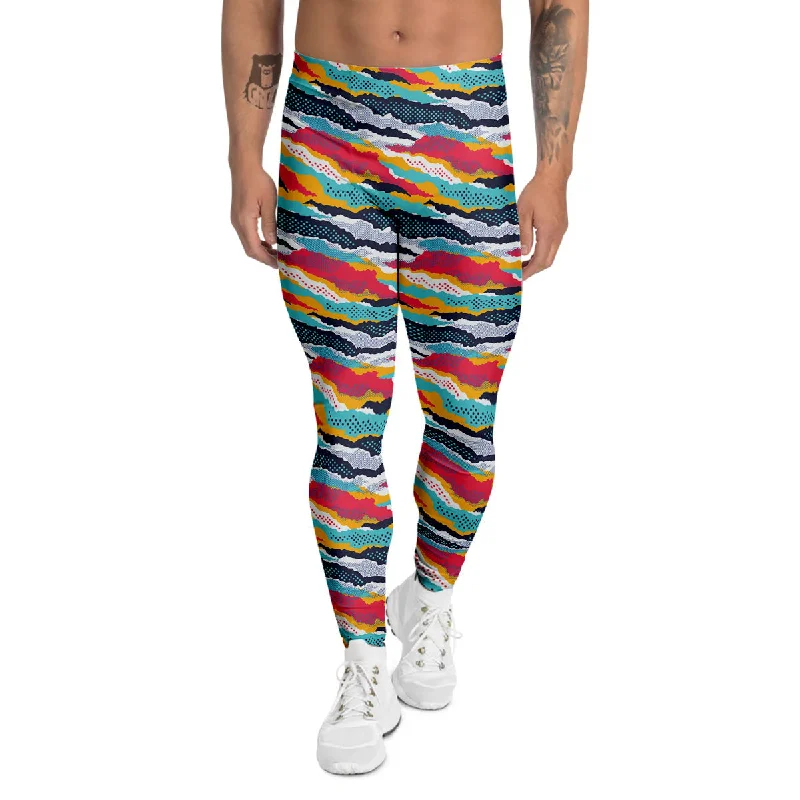 Don't Miss Abstract Colorful And Dot Print Pattern Men's Leggings