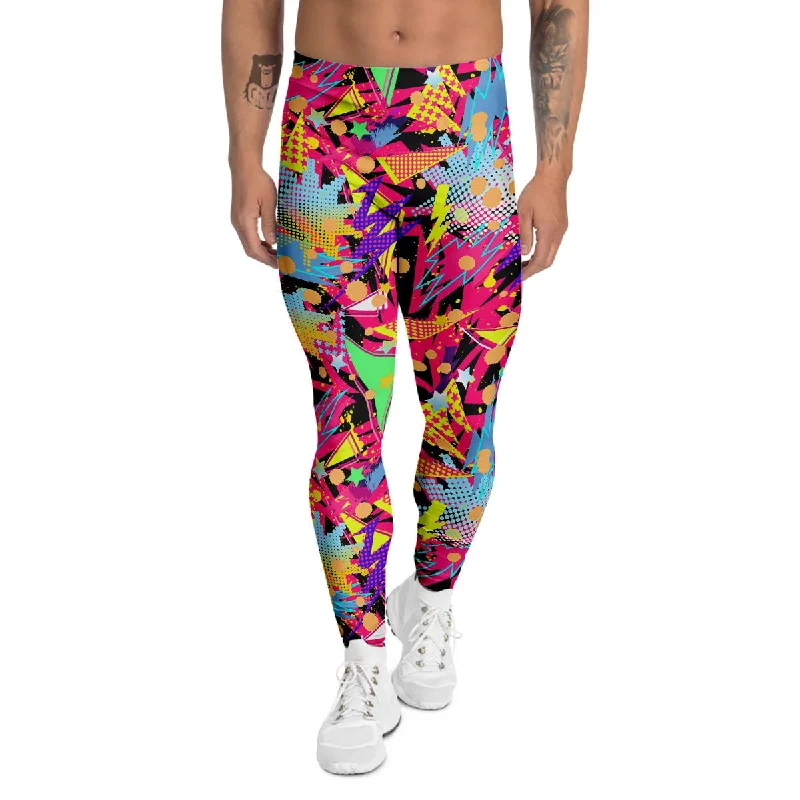 Clearance Items Abstract Colorful And Lightning Dot Print Pattern Men's Leggings
