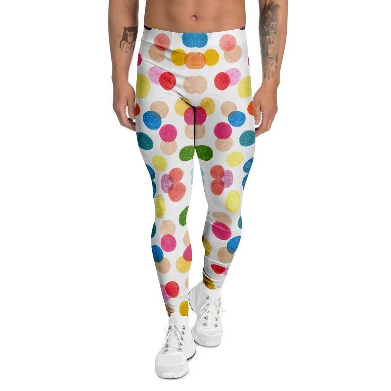 Blowout Deals Abstract Colorful Polka Dots Print Pattern Men's Leggings