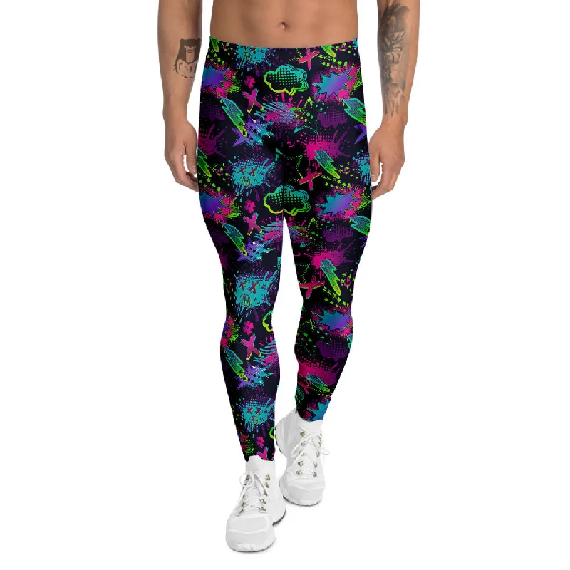 Today’s Deal Abstract Graffiti Emoji Print Pattern Men's Leggings
