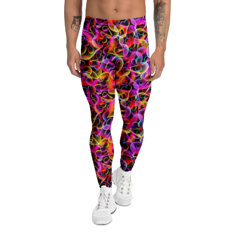 Final Markdown Abstract Hearts Neon Print Pattern Men's Leggings