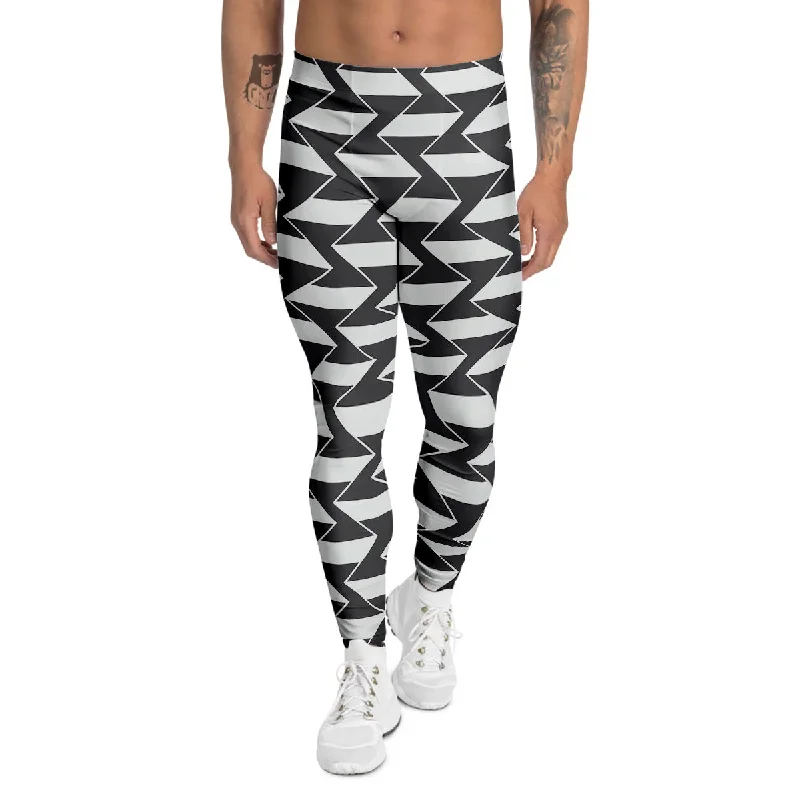 Extra Savings Abstract Heometric Zigzag Print Pattern Men's Leggings