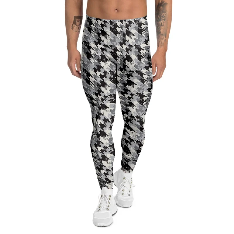 Don't Wait Abstract Houndstooth And Dots Print Pattern Men's Leggings