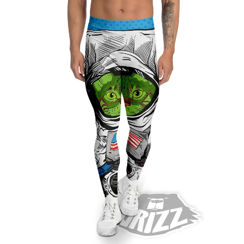 Grand Opening Sale Alien Cat Astronaut Print Men's Leggings