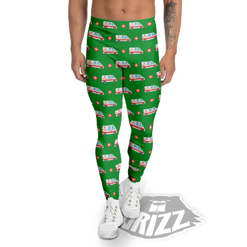 Clearance Event Ambulance Car Paramedic Print Pattern Men's Leggings