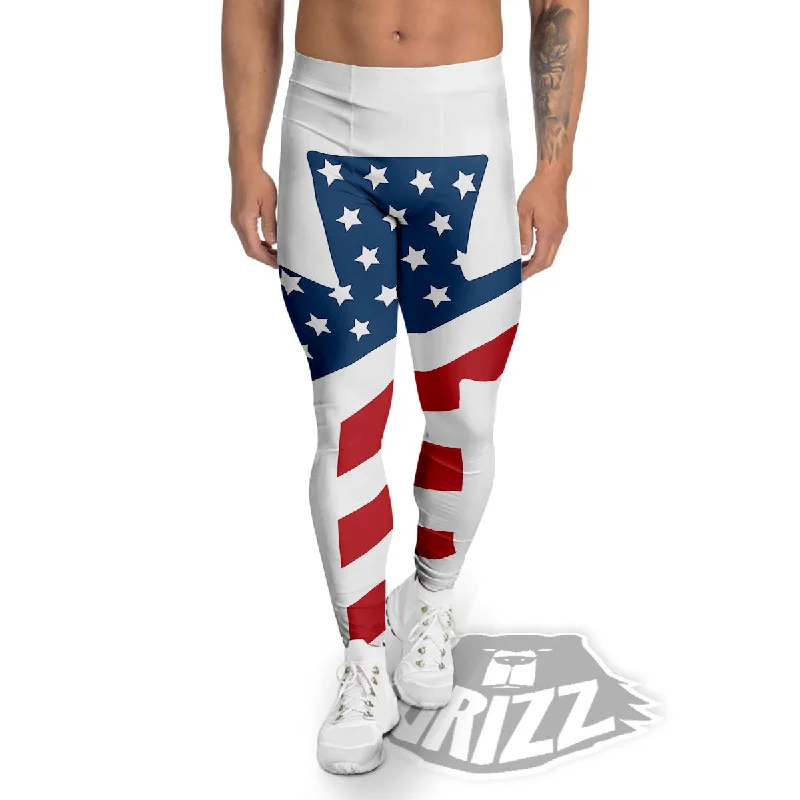 New Arrival American Flag Christian Cross Print Men's Leggings