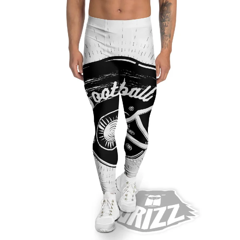 Today’s Deal American Football White And Black Print Men's Leggings