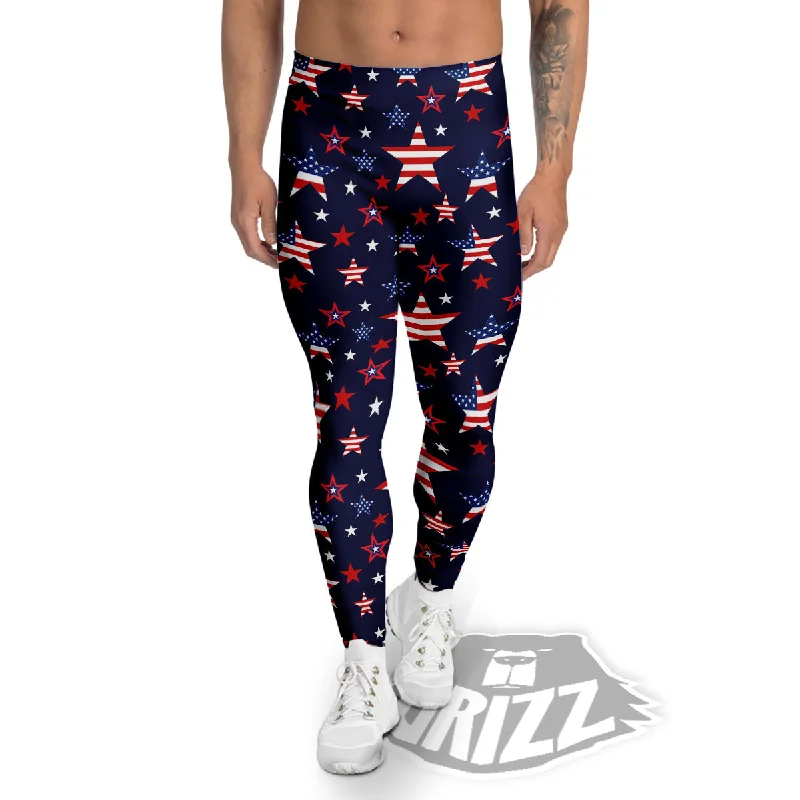 Midnight Madness American Star Print Pattern Men's Leggings
