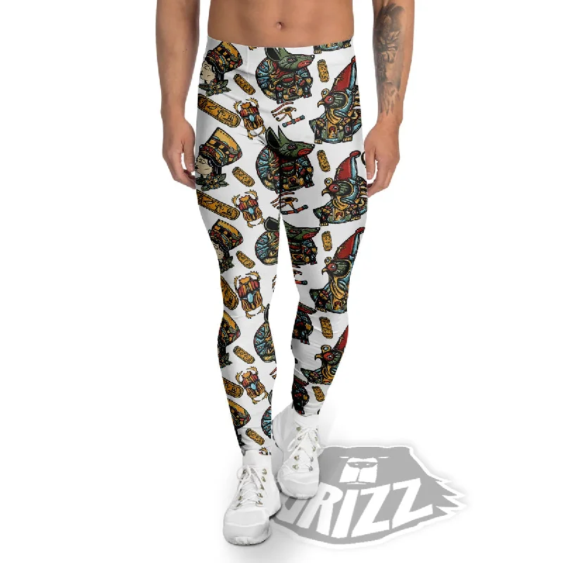 Extra Savings Ancient Egypt Old School Tattoo Print Pattern Men's Leggings