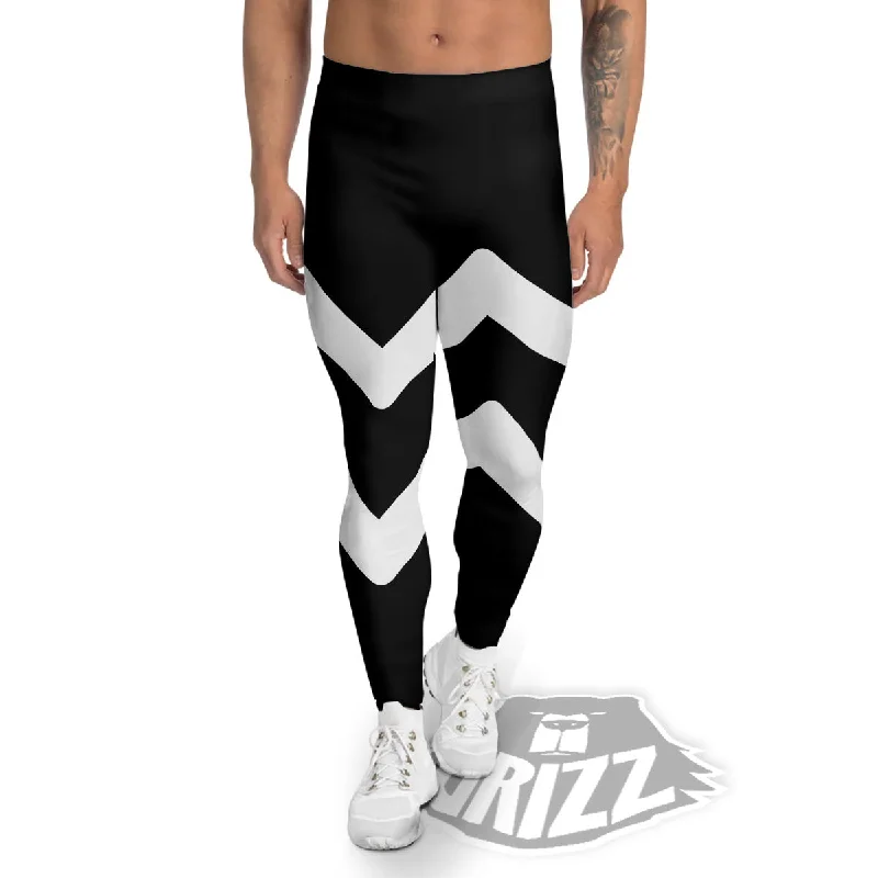 Great Bargains Aquarius Sign White And Black Print Men's Leggings
