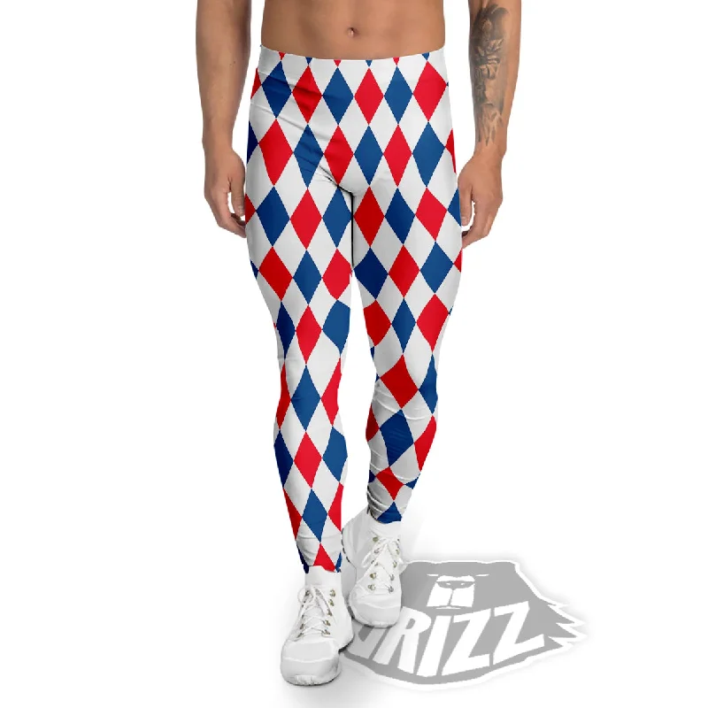 Fantastic Deals Argyle American Print Pattern Men's Leggings